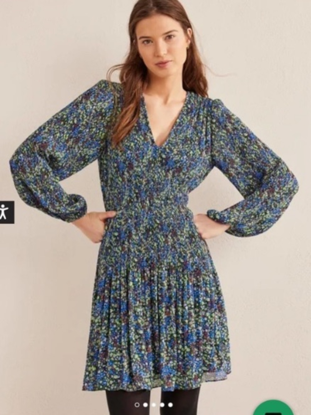 Boden Printed Plisse Mini Dress Womens 8